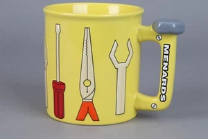 NEW Menards ceramic Collector Coffee Mug YELLOW Tool Patterns Dish/Mic Safe - Picture 1 of 4