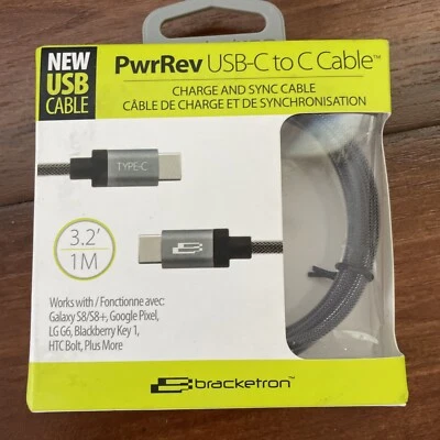 Cable USB-C a USB-C Bracketron BT4-843-2 3,2 PIES (1 M) Google Pixel LG G6 Galaxy S8 Foto 1 de 4