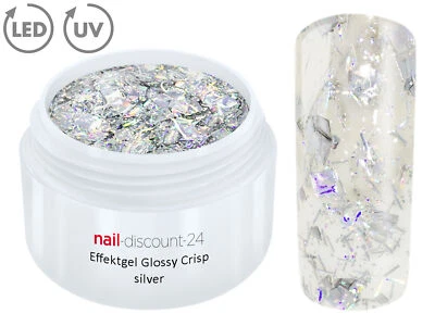 UV LED GEL CRISP Effekt SILVER Glitzer Farb Color Nail Art Modellage Nail Silber - Bild 1 von 3
