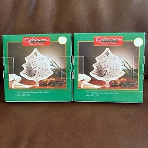 Set of 2 Celebrations Crystal Clear Frosted Christmas Tree Plate 7.5” NIB - Picture 1 of 9