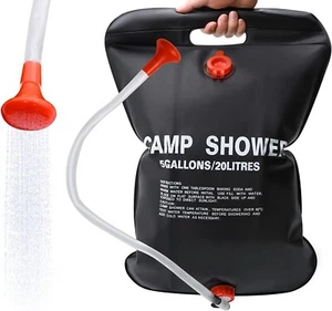 Outdoor Camping Solar Portable Shower Bag 5 Gallons Solar Heated w/ Shower Head - Picture 1 of 8