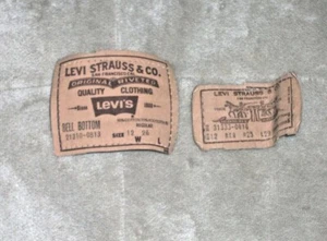 S27)-Vintage-2 Levi Strauss & Co. Size 12 Leather LABELS-1 Bell Bottom-1 Regular - Picture 1 of 4