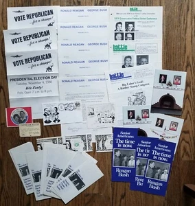 Lot of Reagan Bush Political Pamphlets Cards 1980 George Ronald Nancy - Picture 1 of 8