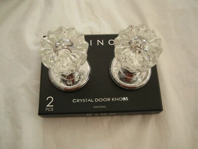  BINO 2 RIBBED CRYSTAL DOOR KNOBS  SHINNY SILVER COLOR-NIB - Image 1 of 4