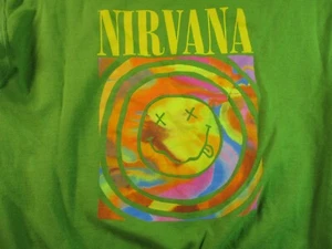 Nirvana Kurt Cobain Green Smiley Face Sweatshirt Women Green Tye Dye Oversize - Picture 1 of 12