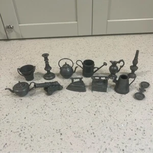 HUGE LOT! Vintage Diecast Pewter Metal Miniature Early American Set | Dollhouse - Picture 1 of 8