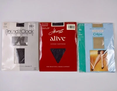 Lote de 3 pantimedias/medias sin abrir años 90 Hanes talla F Danskin talla C crepé cómodo talla XL Foto 1 de 4