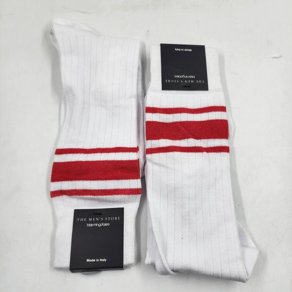 Calcetines tubo a rayas The Men's Store at Bloomingdale's 10-13 rojo fuego longitud doble Foto 1 de 4