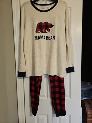 Women's Christmas PJ SET Mama Bear Family 2-Piece Pajama Set Size XL NEW - Image 1 of 4