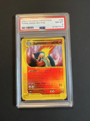 PSA 8 Reverse Holo Typhlosion #28 Expedition Rare Pokemon 2002 Nm/Mint - Image 1 of 2