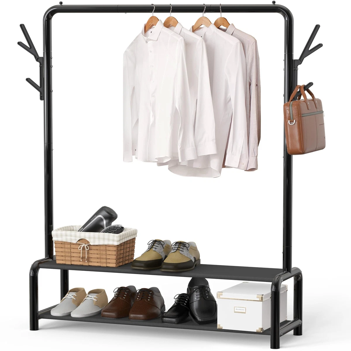 Simple Houseware Doppelstangen-Kleiderständer – Grau, Aus Stahl, Höhenverstellbar, Für Schrank Oder Wohnheim