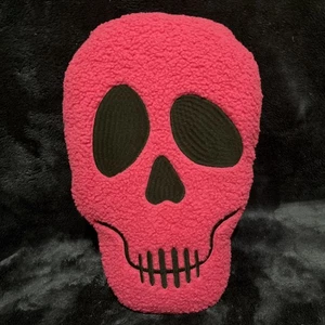 Halloween Caliente Rosa Calavera Esqueleto Sherpa Cabeza Almohada 14” x 10” - ENVÍO GRATUITO - Imagen 1 de 4