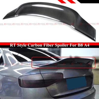 FOR 09-12 AUDI A4 B8 SEDAN HIGHKICK DUCKBILL RT STYLE CARBON FIBER TRUNK SPOILER - Image 1 of 4