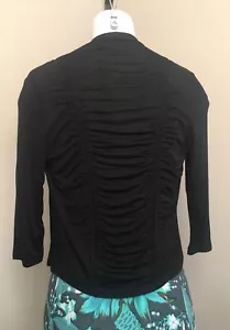NWT Neesha Open Front Cardigan Shrug Ruched back 3/4 sleeve Black Size Small - Picture 1 of 5