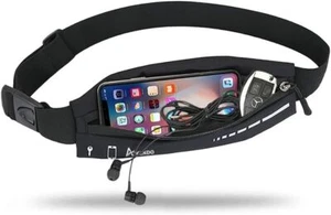 Slim Running Belt Fanny Women Men Phone Holder Runners Pouch Waist Belt Black - Picture 1 of 6