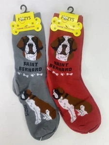 saint bernard 2 pairs foozy socks womens crew cut red grey - Imagen 1 de 2