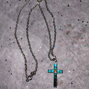 Lovely vintage dainty blue cross necklace - Picture 1 of 1