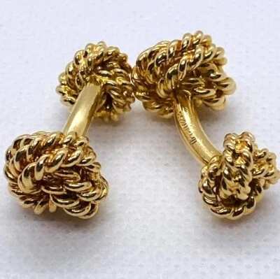 14K Yellow Gold 585 Tiffany & Co Double Knot Cufflinks - Image 1 of 4