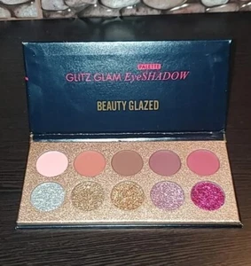 NEW Beauty Glazed Glitz Glam Eyeshadow Palette 10 Insane Pigments Matte/Glitter - Picture 1 of 7