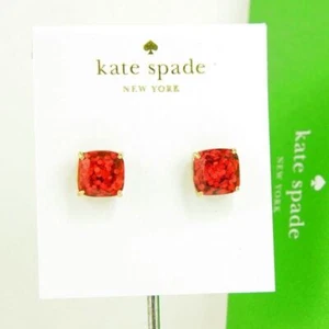 NWT Kate Spade square glitter studs earring $32 Garnet Red Color Mini - Picture 1 of 3
