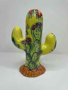 Colorful Handmade Talavera 10” Cactus Statue ~ Cultural Art - Picture 1 of 6