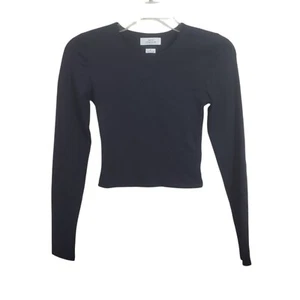 Aritzia Babaton Contour Crew Neck Long Sleeve Black Top Small Modern Basics - Picture 1 of 8