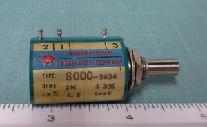 IRC Type 8000-5634 2KΩ 10-Turn Panel Mount Linearity .2% Precision Potentiometer - Picture 1 of 4