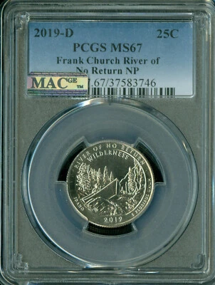 2019 D FRANK CHURCH PCGS MS67 PQ 2ND FINEST GRADE MAC SPOTLESS .  - Image 1 of 2