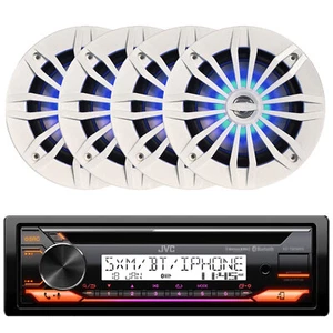 JVC KD-T92MBS AM/FM AUX USB-Receiver, 4x 6,5" 180 W blaue LED-Lautsprecher (weiß) - Bild 1 von 3