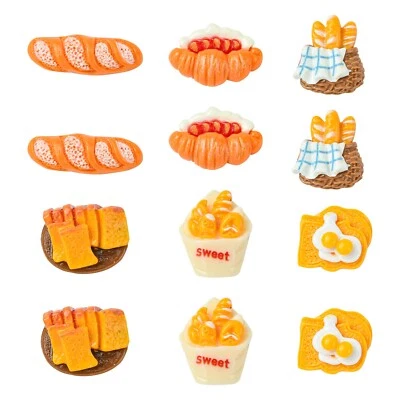 30 piezas cabujones de alimentos de resina opaca pan croissant cabujones para estuche de teléfono bolígrafo Foto 1 de 4