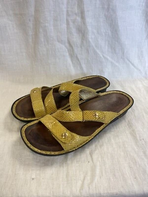 alegria snakeskin yellow strappy slides sandals size 9 — 第 1/4 张图片