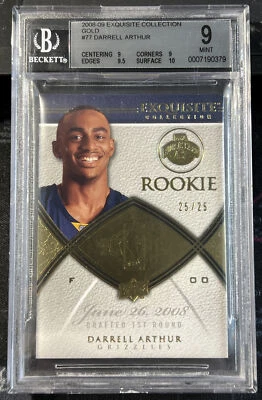 2008-09 UD EXQUISITE Collection Darrell Arthur 25/25 RC Rookie GOLD BGS 9 #77 - Image 1 of 2