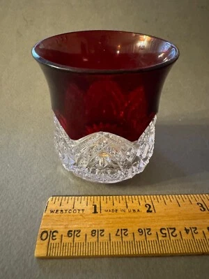 EAPG RUBY STAINED NON-ETCHED ANTIQUE GLASS TOOTHPICK HOLDER CUP MUG - Image 1 of 4