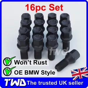 16 BLACK ALLOY WHEEL BOLTS FOR BMW 3-SERIES (2011+) F30 G20 M14x1.25 NUT LUG - Picture 1 of 6