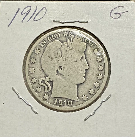 1910 Barber Half Dollar Original G Full Obv Rim Low Mintage 418k Tough Date! Cover