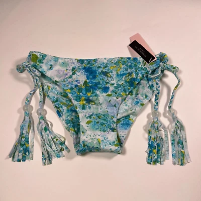 Bikini Victoria Secret Mediano M Descarado Acanalado Trasero Lateral Corbata Borla Azul Verde Foto 1 de 4