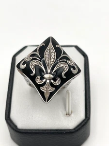 belle etoile Sterling Silver Enamel fluer-de-lis Ring - Picture 1 of 8
