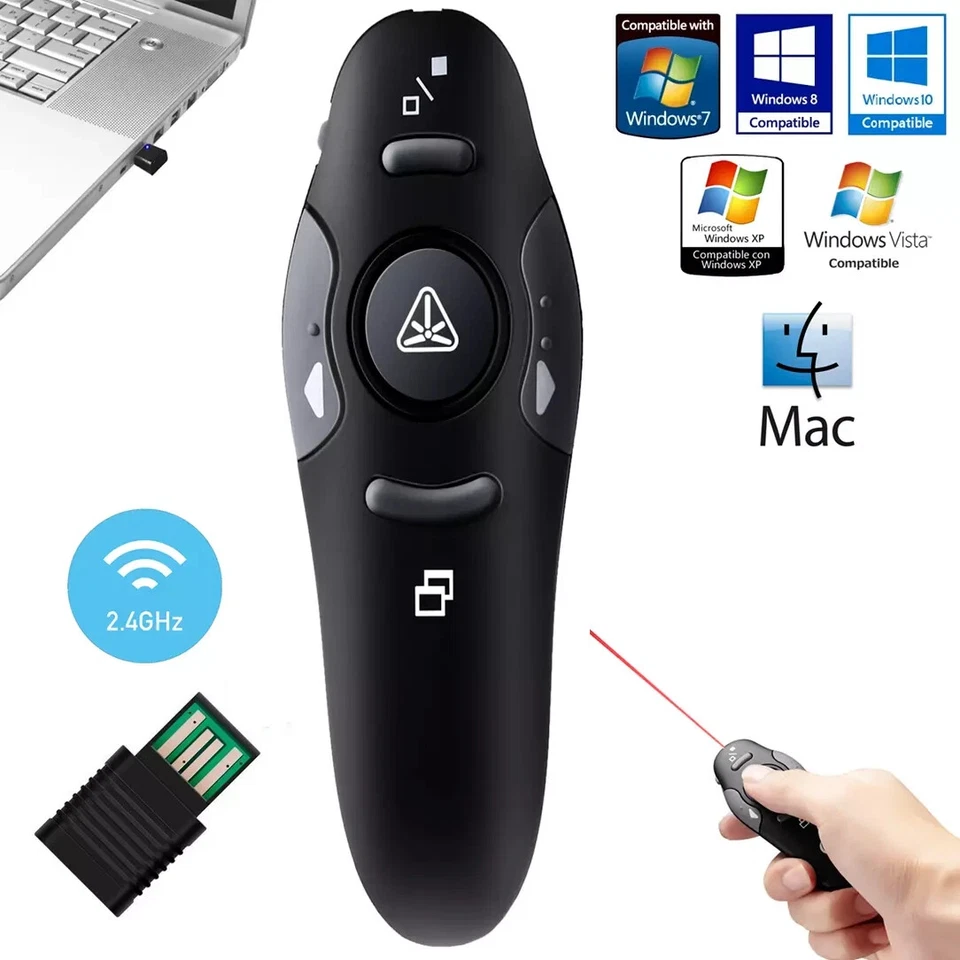 Power Point Presentation Remote Wireless USB PPT Presenter Laser Pointer Clicker - Image 1 of 4