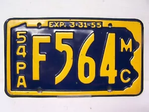 Targa targa moto PA Pennsylvania 1954 F564 Harley indiana bella! - Foto 1 di 4