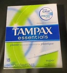 Tampax Essentials Plastic Applicator Super Absorbency Tampons, 18 count/2 pack - Picture 1 of 2