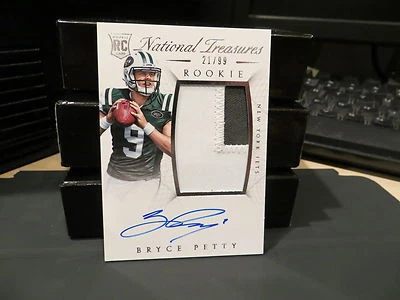 National Treasures Rookie Autograph Jersey Jets Bryce Petty 21/99  2015 - Image 1 of 4
