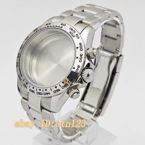 39mm watch case silver/gold rose gold Flat glass Stainless Steel Fit VK63 parts - Picture 1 of 10
