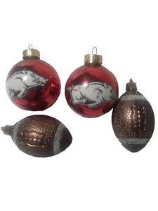 Arkansas Razorbacks and Football Christmas Ornaments 4 Holiday Decorations - Picture 1 of 3