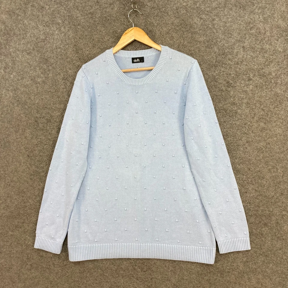 Suéter Pullover Dotti Jumper Mujer Grande Azul Tejido Cuello Redondo Manga Larga 714 Foto 1 de 4