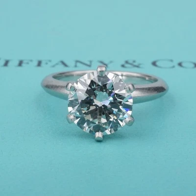Anillo de compromiso de diamantes Tiffany & Co platino 2,5 quilates VS1 I talla 6 caja certificado CO1241 Foto 1 de 4