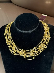 ANNE KLEIN VINTAGE OLD STORE STOCK WITH TAGS MULTI STRAND GOLD BEAD NECKLACE - Picture 1 of 5
