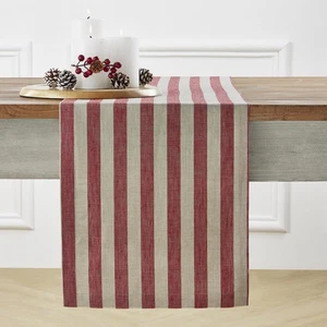 Leinen Tischläufer 48 cm - Sorrent Streifen 100% Reines Leinen Rot und Natura... - Bild 1 von 9