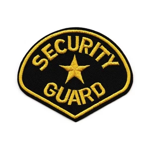 Security Guard Badge Embroidered Iron On Patch – Black and Gold - Picture 1 of 2