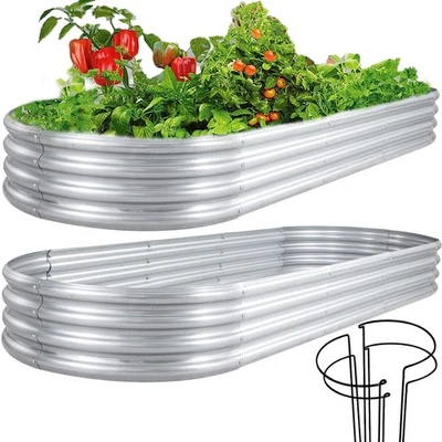 2 Pcs 7 x 3 x 1 FT Galvanized Raised Garden Bed Box 82.7x35.5x12 Inch Large O... - Image 1 of 4