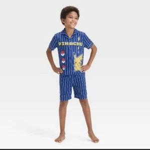 Pokémon Pajamas Kids PJs Boys Pikachu 2 PC Set Sleepwear Blue Navy XS (4/5) - Picture 1 of 4